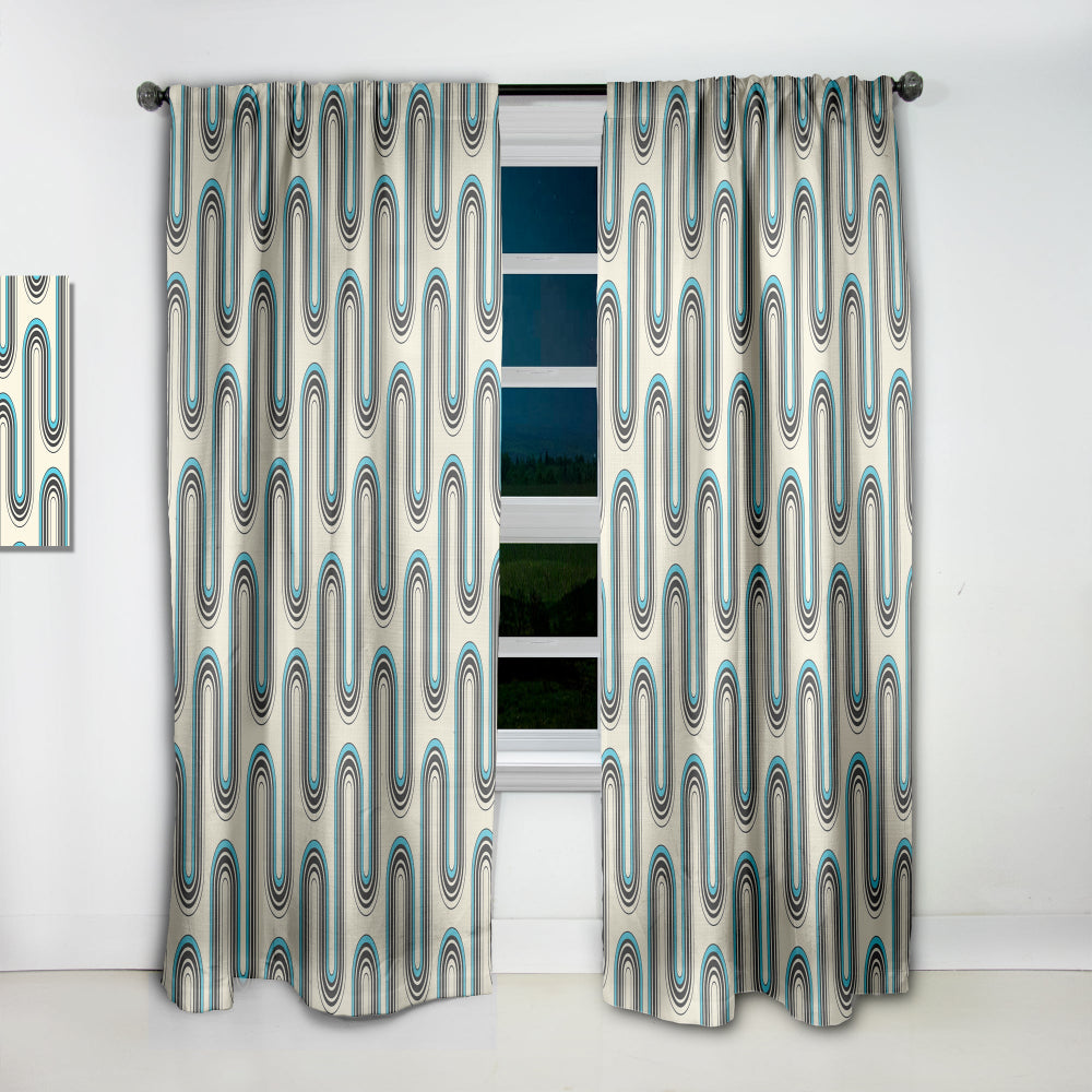 Retro Geometrical Abstract Minimal Pattern IV - Mid-Century Modern Curtain - 1 Panel