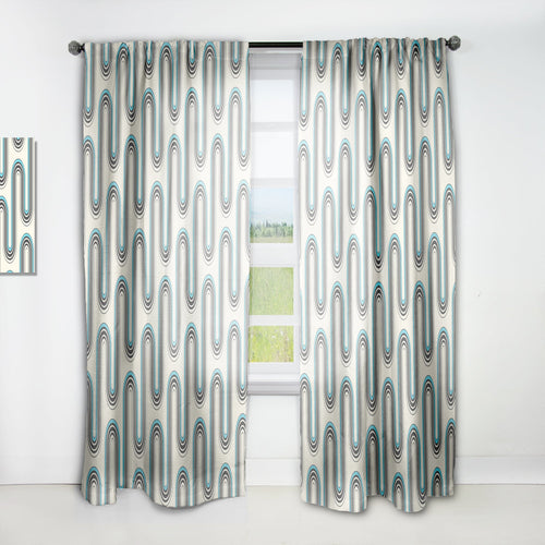 Retro Geometrical Abstract Minimal Pattern IV - Mid-Century Modern Curtain - 1 Panel