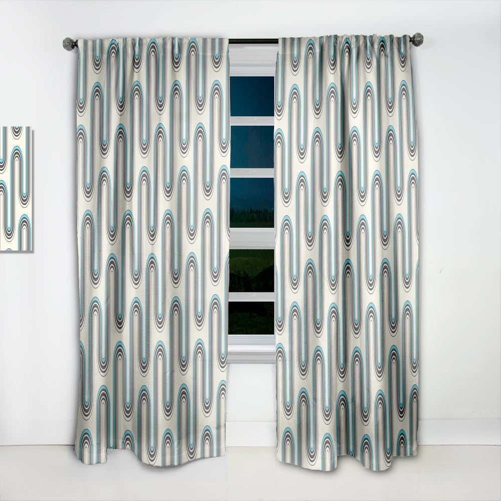 Retro Geometrical Abstract Minimal Pattern IV - Mid-Century Modern Curtain - 1 Panel