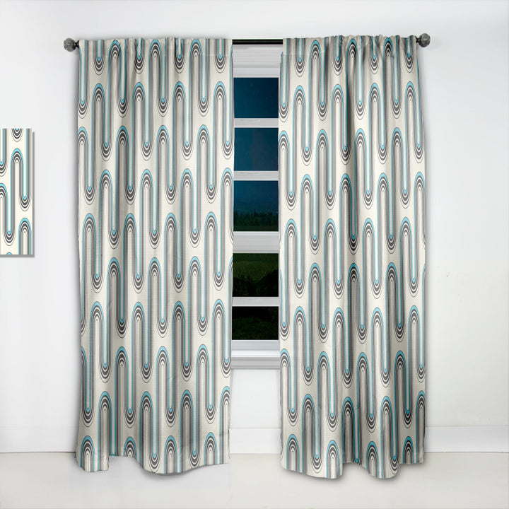 Retro Geometrical Abstract Minimal Pattern IV - Mid-Century Modern Curtain - 1 Panel