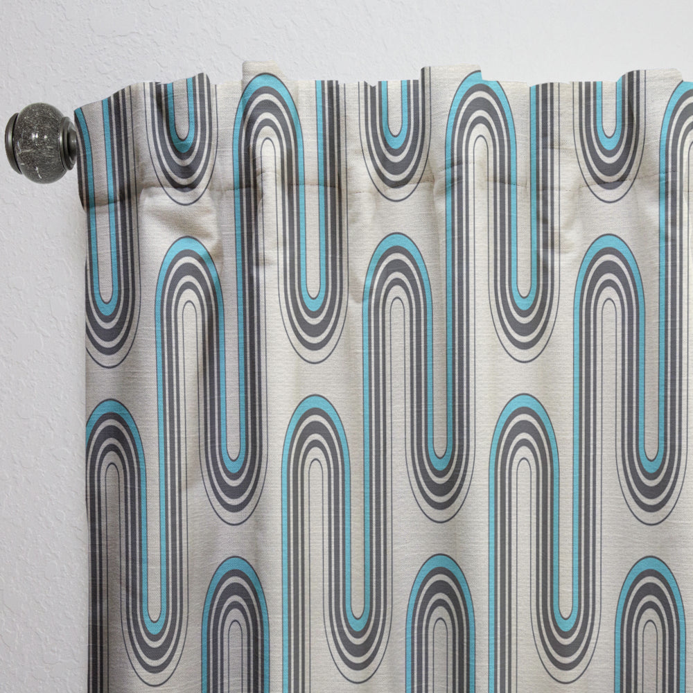 Retro Geometrical Abstract Minimal Pattern IV - Mid-Century Modern Curtain - 1 Panel