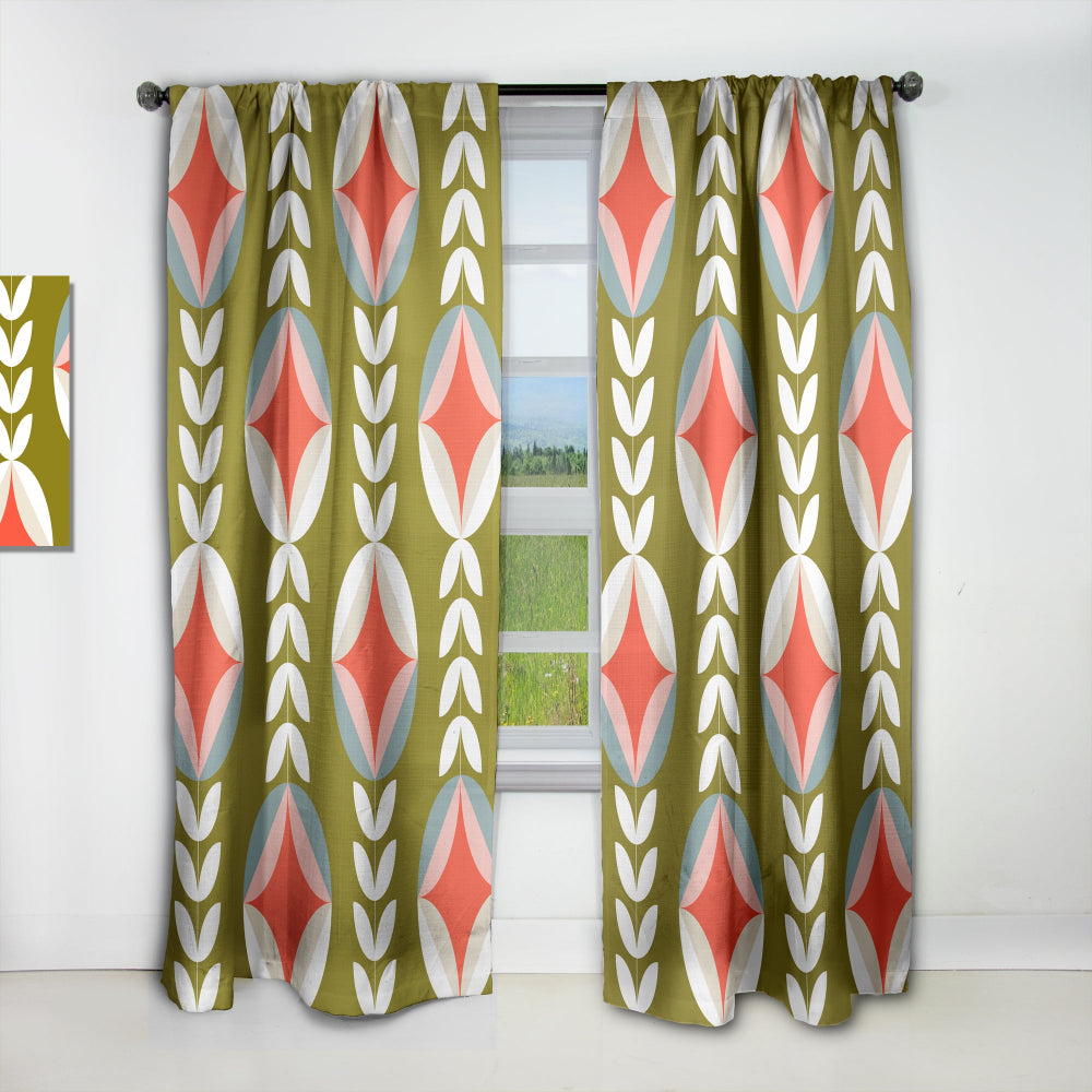 Retro Botanical Pattern I - Mid-Century Modern Curtain - 1 Panel