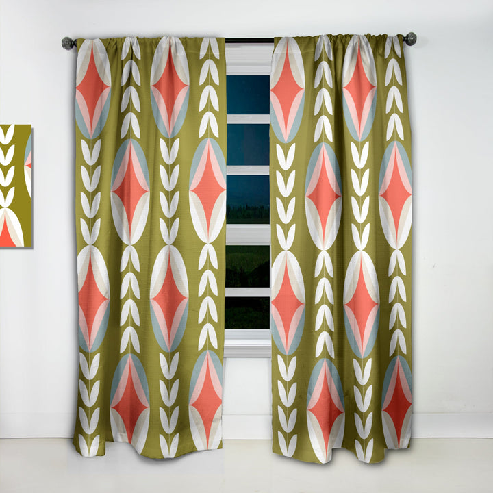 Retro Botanical Pattern I - Mid-Century Modern Curtain - 1 Panel