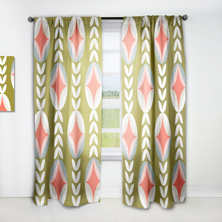 Retro Botanical Pattern I - Mid-Century Modern Curtain - 1 Panel