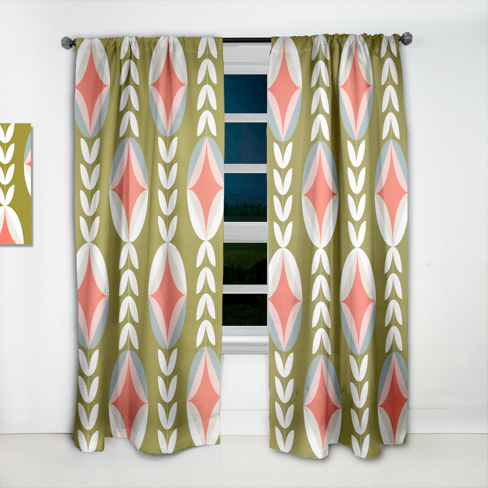 Retro Botanical Pattern I - Mid-Century Modern Curtain - 1 Panel