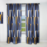 Retro Luxury Waves In Gold And Blue IV - Mid-Century Modern Curtain - 1 Panel