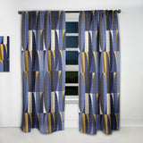 Retro Luxury Waves In Gold And Blue IV - Mid-Century Modern Curtain - 1 Panel