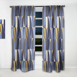 Retro Luxury Waves In Gold And Blue IV - Mid-Century Modern Curtain - 1 Panel
