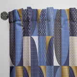 Retro Luxury Waves In Gold And Blue IV - Mid-Century Modern Curtain - 1 Panel