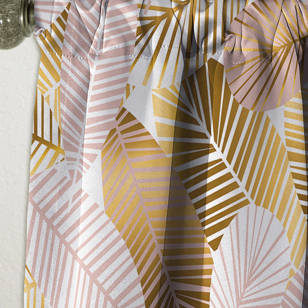 Golden Palm Leaves II - Mid-Century Modern Curtain - 1 Panel