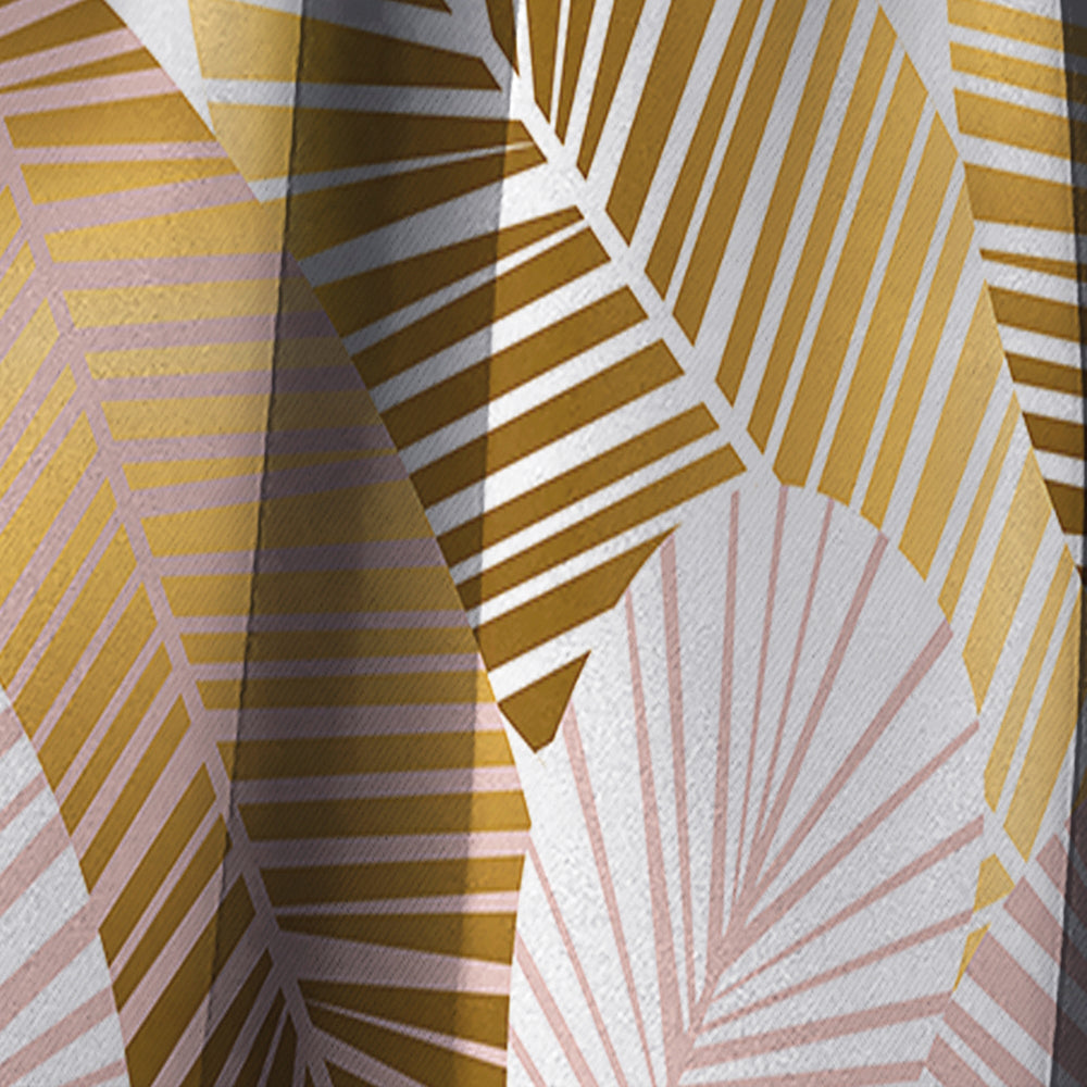 Golden Palm Leaves II - Mid-Century Modern Curtain - 1 Panel