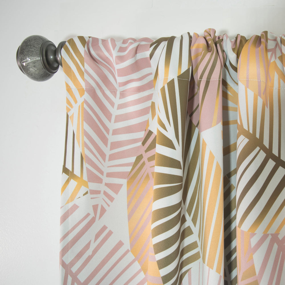 Golden Palm Leaves II - Mid-Century Modern Curtain - 1 Panel