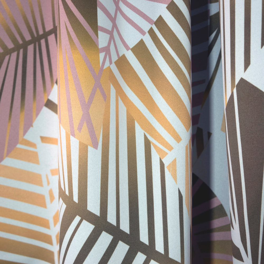 Golden Palm Leaves II - Mid-Century Modern Curtain - 1 Panel