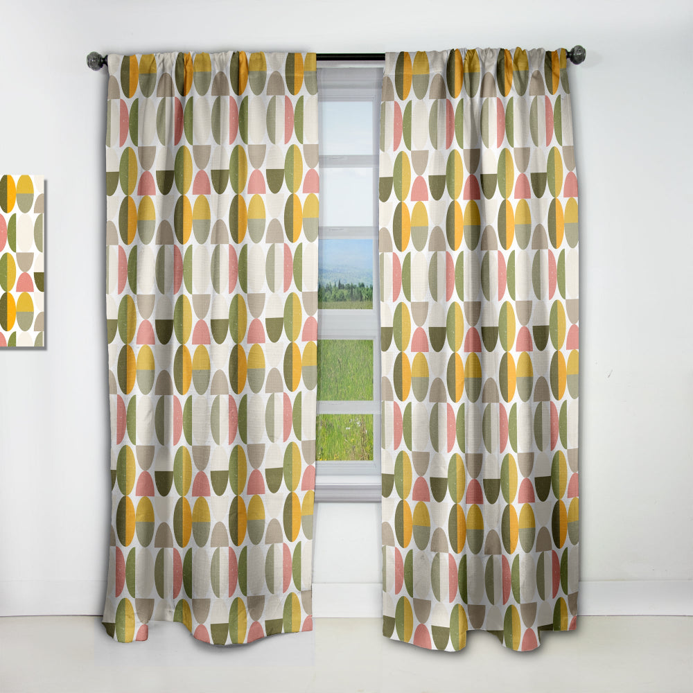 Vintage Circular Design I - Mid-Century Modern Curtain - 1 Panel