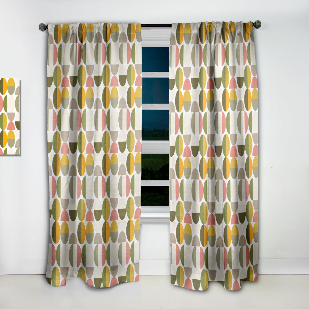 Vintage Circular Design I - Mid-Century Modern Curtain - 1 Panel