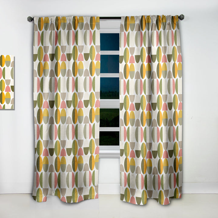 Vintage Circular Design I - Mid-Century Modern Curtain - 1 Panel