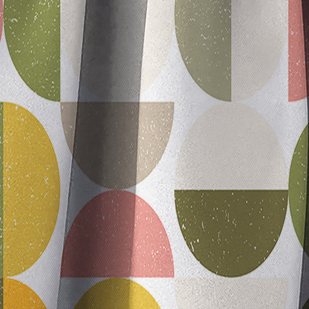 Vintage Circular Design I - Mid-Century Modern Curtain - 1 Panel
