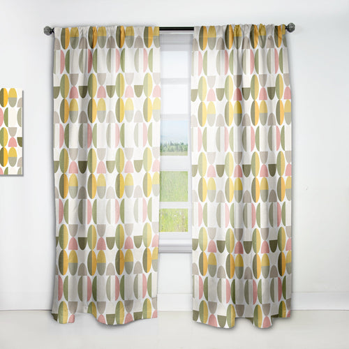 Vintage Circular Design I - Mid-Century Modern Curtain - 1 Panel