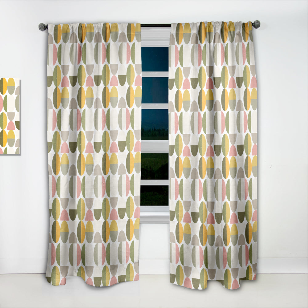 Vintage Circular Design I - Mid-Century Modern Curtain - 1 Panel