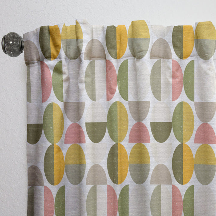 Vintage Circular Design I - Mid-Century Modern Curtain - 1 Panel