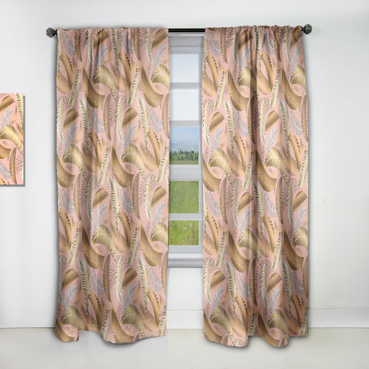 Golden Tropical Pattern V - Mid-Century Modern Curtain - 1 Panel