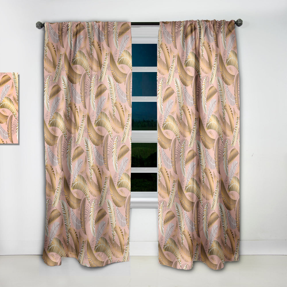 Golden Tropical Pattern V - Mid-Century Modern Curtain - 1 Panel