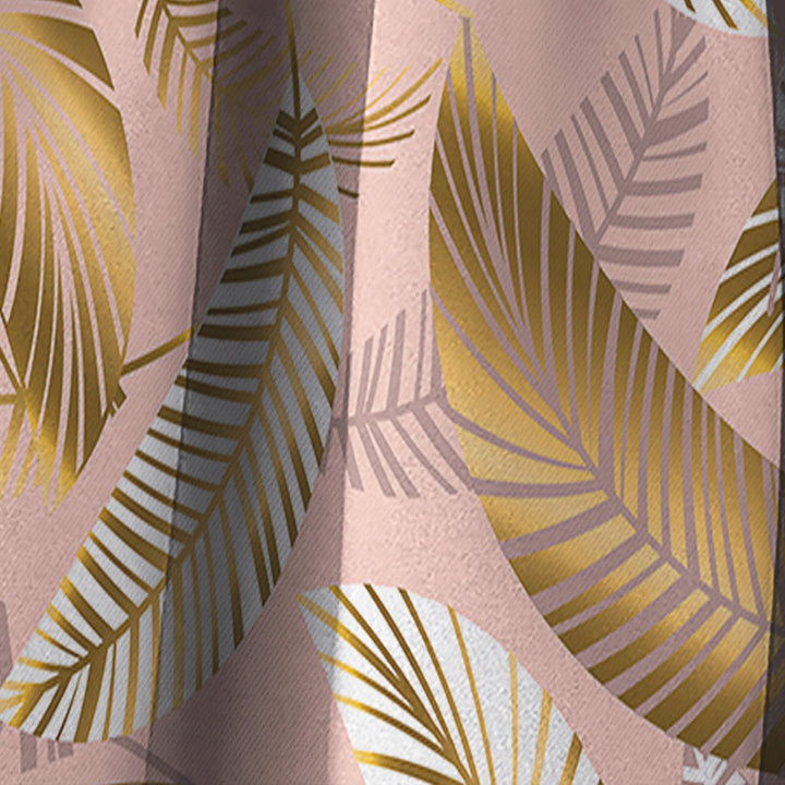 Golden Tropical Pattern V - Mid-Century Modern Curtain - 1 Panel