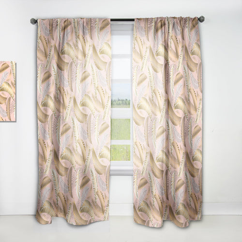Golden Tropical Pattern V - Mid-Century Modern Curtain - 1 Panel