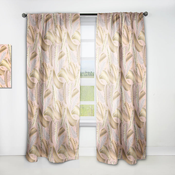 Golden Tropical Pattern V - Mid-Century Modern Curtain - 1 Panel