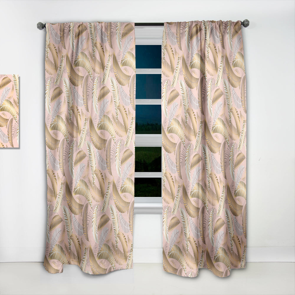 Golden Tropical Pattern V - Mid-Century Modern Curtain - 1 Panel