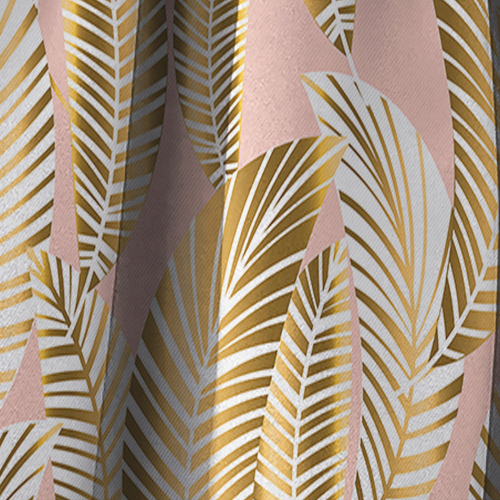 Golden Palm Leaves I - Mid-Century Modern Curtain - 1 Panel