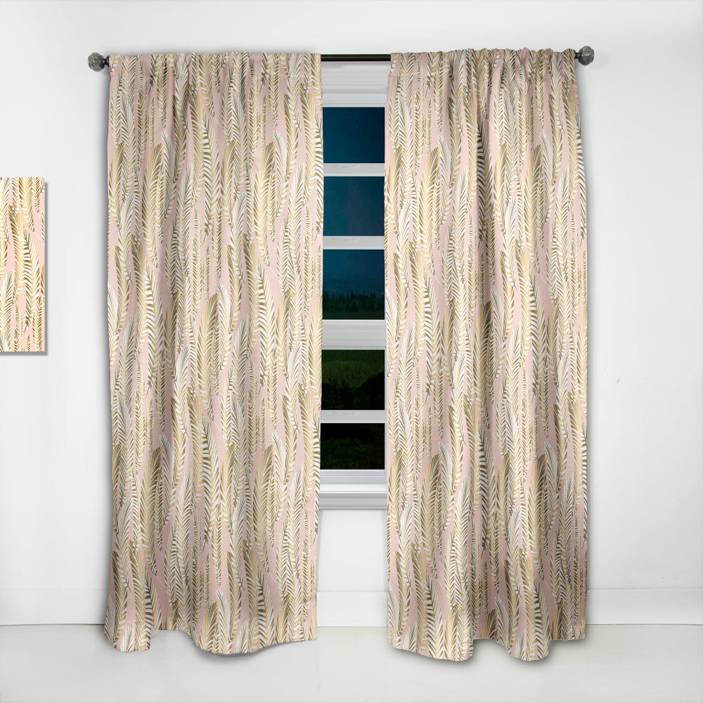 Golden Palm Leaves I - Mid-Century Modern Curtain - 1 Panel