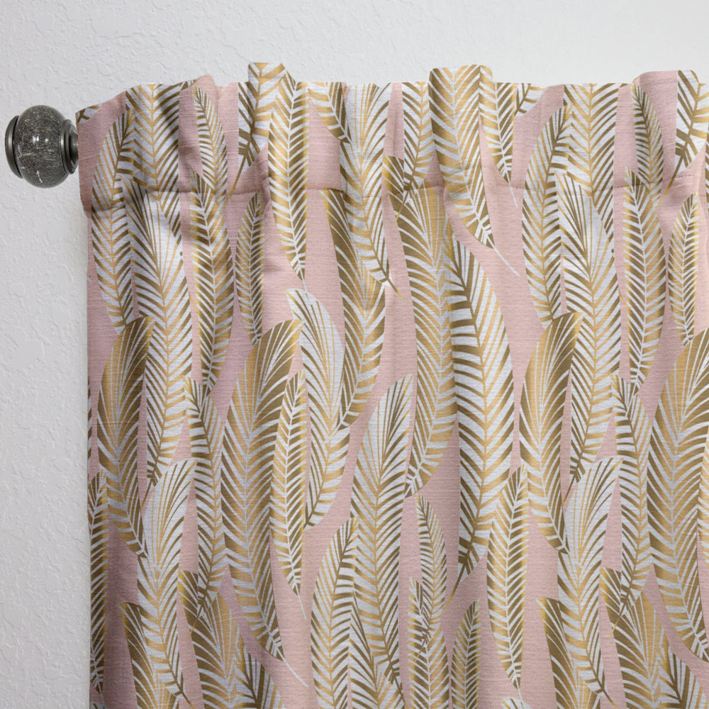 Golden Palm Leaves I - Mid-Century Modern Curtain - 1 Panel