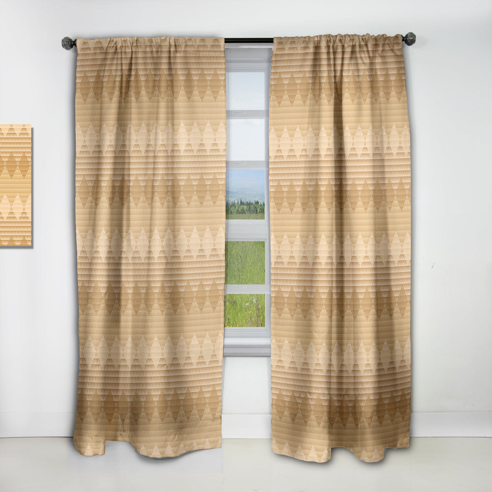 Beige Retro Triangular Wave - Mid-Century Modern Curtain - 1 Panel