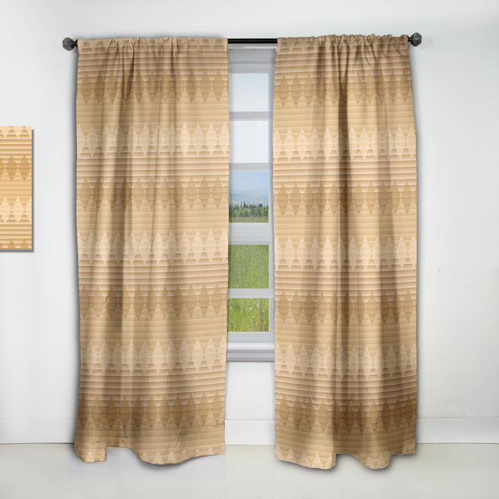 Beige Retro Triangular Wave - Mid-Century Modern Curtain - 1 Panel