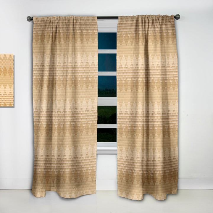 Beige Retro Triangular Wave - Mid-Century Modern Curtain - 1 Panel