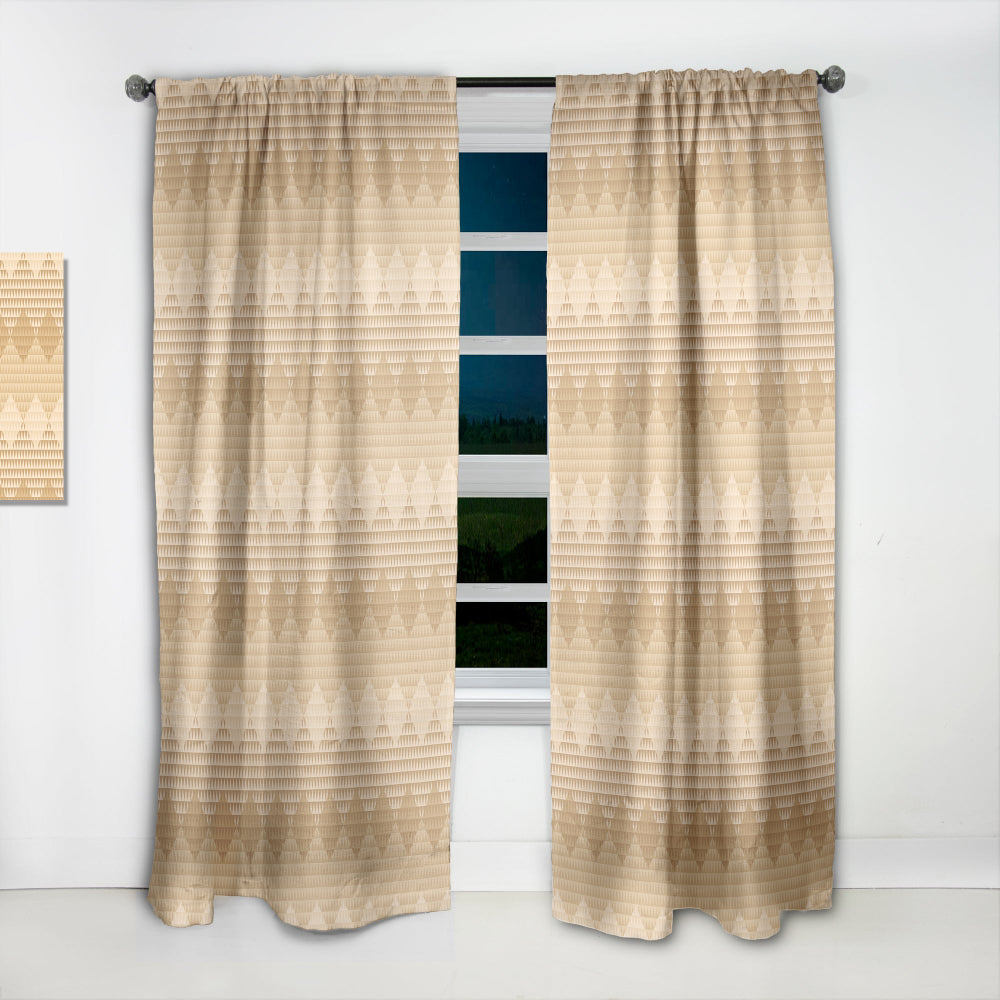 Beige Retro Triangular Wave - Mid-Century Modern Curtain - 1 Panel