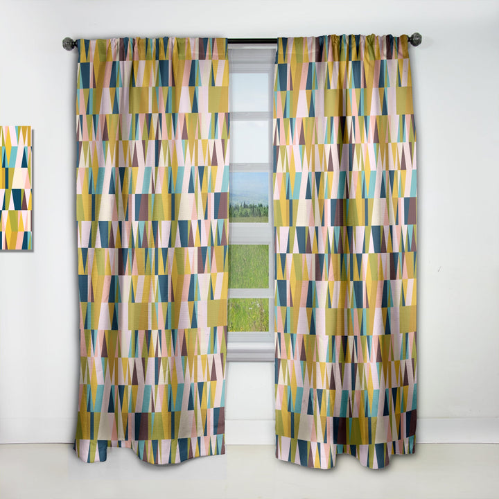 Triangular Retro Design I - Mid-Century Modern Curtain - 1 Panel