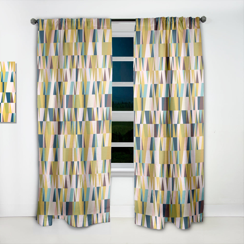 Triangular Retro Design I - Mid-Century Modern Curtain - 1 Panel