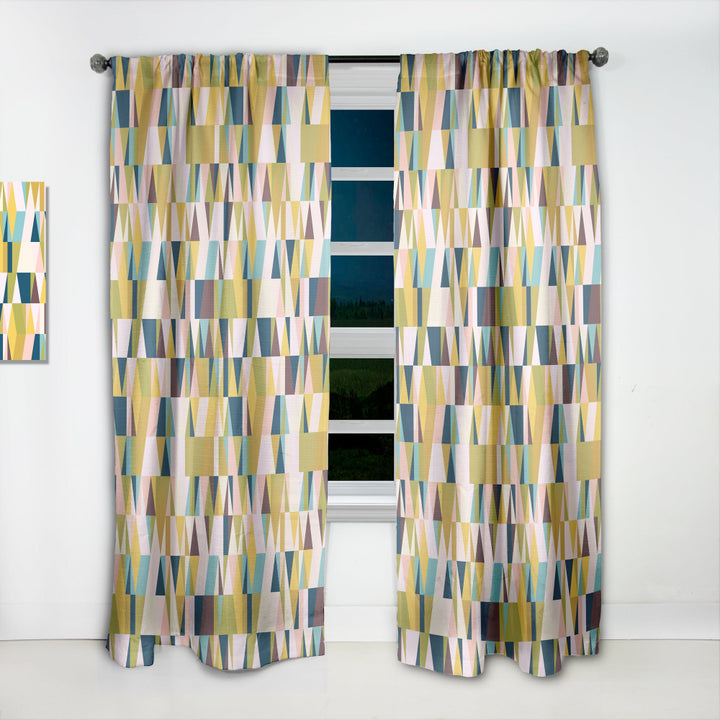 Triangular Retro Design I - Mid-Century Modern Curtain - 1 Panel