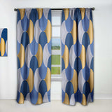 Retro Luxury Waves In Gold And Blue X - Mid-Century Modern Curtain - 1 Panel