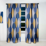 Retro Luxury Waves In Gold And Blue X - Mid-Century Modern Curtain - 1 Panel