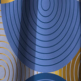 Retro Luxury Waves In Gold And Blue X - Mid-Century Modern Curtain - 1 Panel