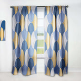 Retro Luxury Waves In Gold And Blue X - Mid-Century Modern Curtain - 1 Panel