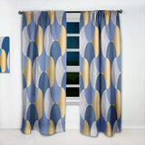 Retro Luxury Waves In Gold And Blue X - Mid-Century Modern Curtain - 1 Panel