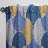 Retro Luxury Waves In Gold And Blue X - Mid-Century Modern Curtain - 1 Panel