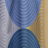 Retro Luxury Waves In Gold And Blue X - Mid-Century Modern Curtain - 1 Panel