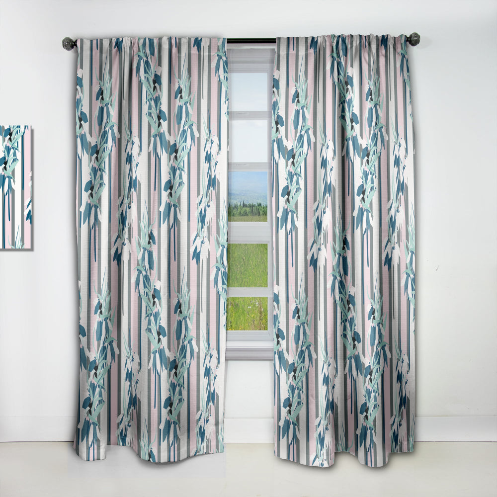 Retro Handdrawn Lilies - Mid-Century Modern Curtain - 1 Panel
