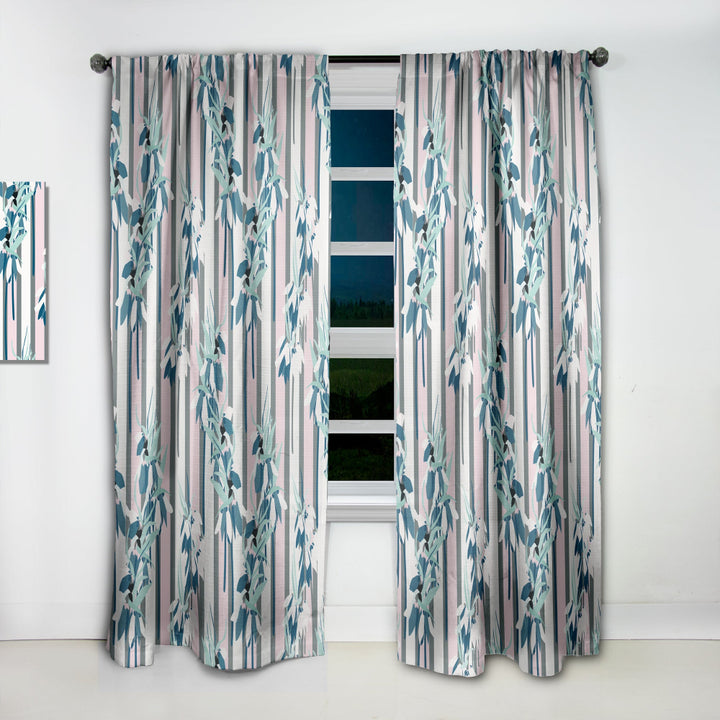 Retro Handdrawn Lilies - Mid-Century Modern Curtain - 1 Panel