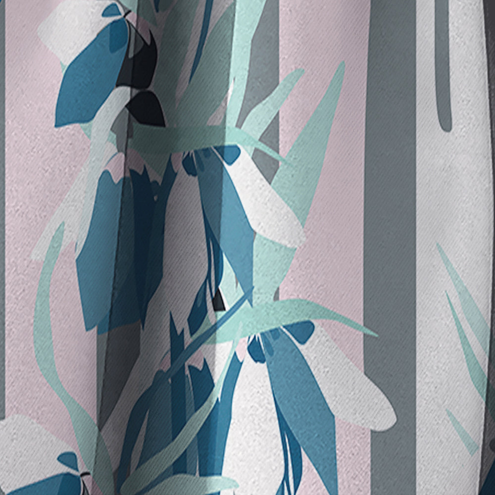 Retro Handdrawn Lilies - Mid-Century Modern Curtain - 1 Panel